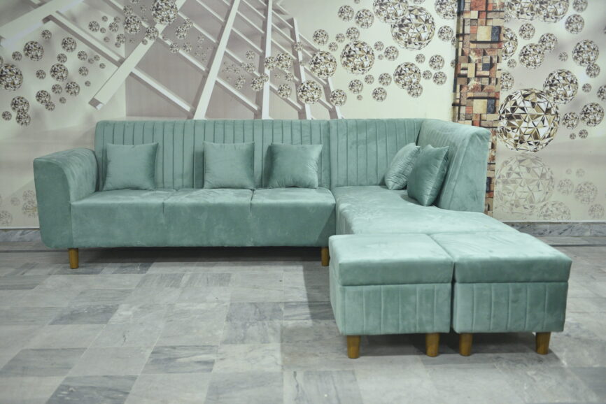 Modern 7 Seater Luxury L Shape Sofa With Stools